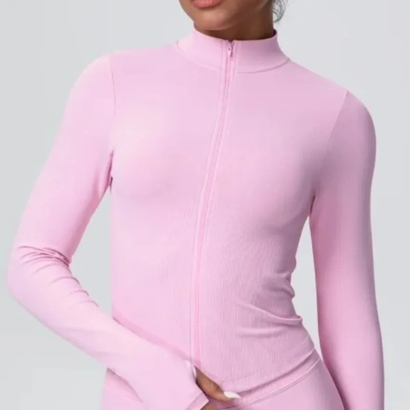 

Women's Seamless Yoga Zipper Jacket Fitness Gym Outdoor Running Jacket Slim-fit Breathable Stand-up Collar Coat