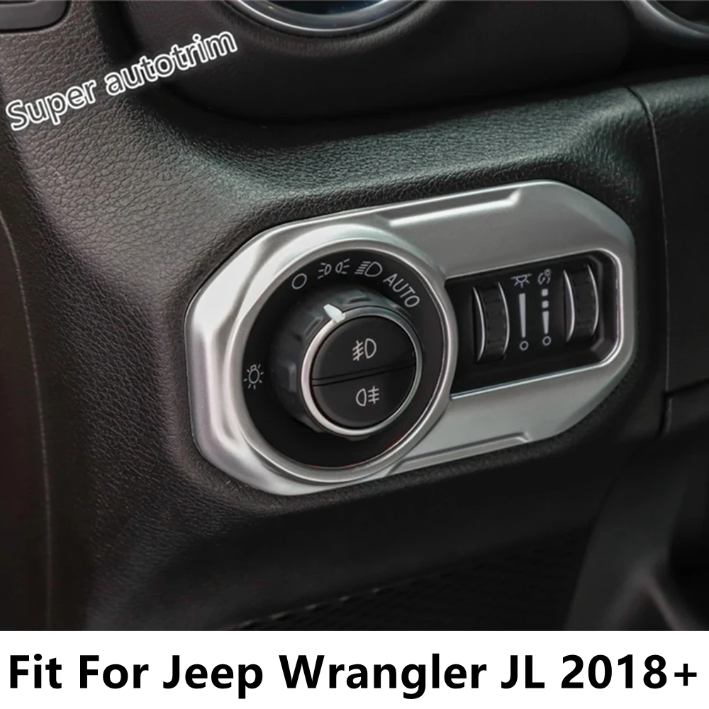 

Car Head Lights Lamps Switch Button Panel Decoration Cover Trim ABS Matte Accessories Interior For Jeep Wrangler JL 2018 - 2022
