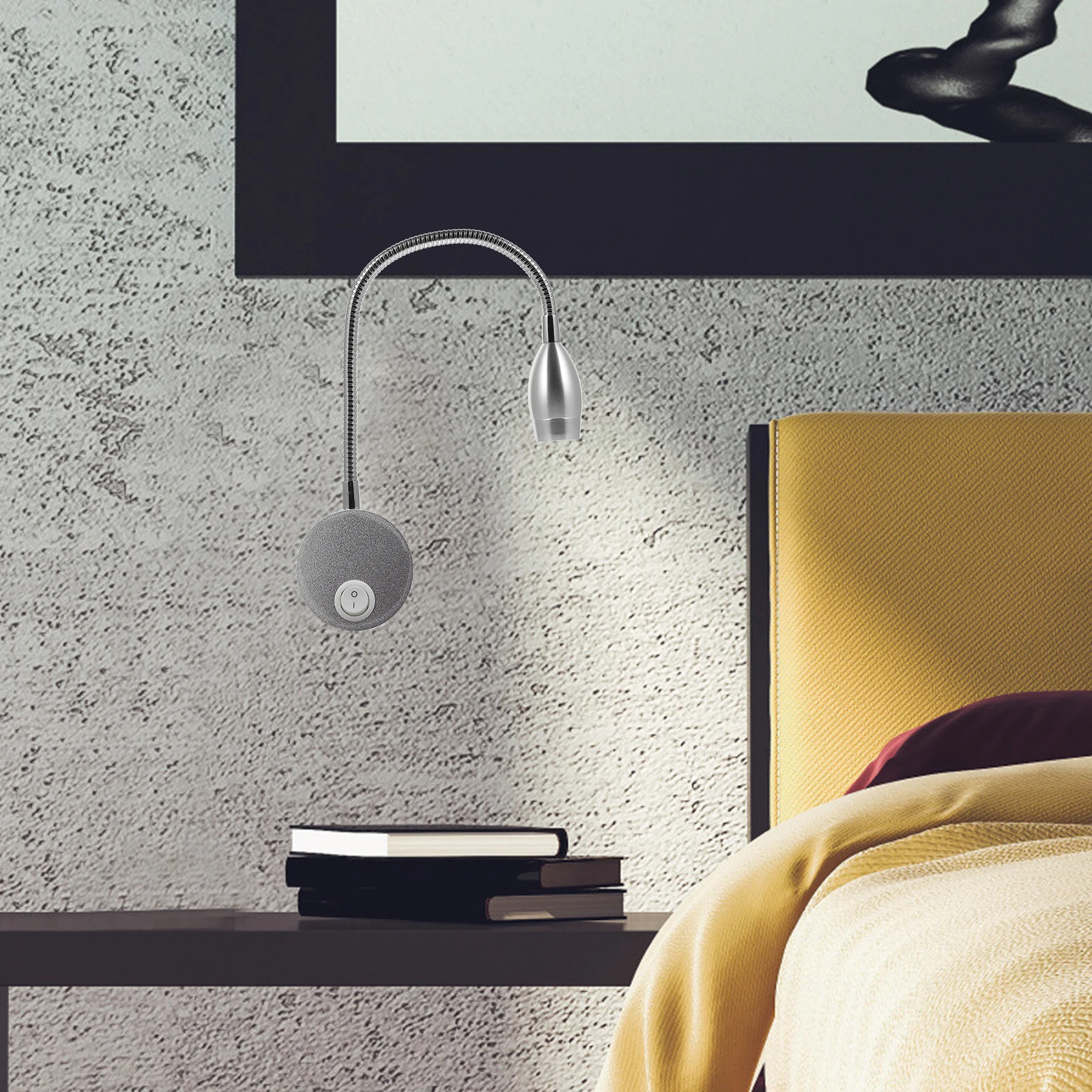 

Reading Lamp LED Night Light Silver Simple Bedside Student Bedroom Eye Protection Flexible Hose Spotlight Aluminum Durable
