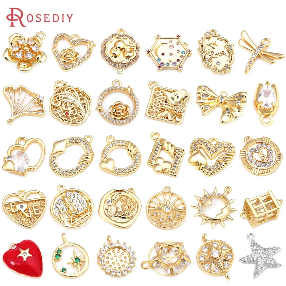 18K Gold Color Brass and Zircon Rabbit Charms Pendants High Quality Diy Jewelry Making Necklace Earrings Accessories for Women