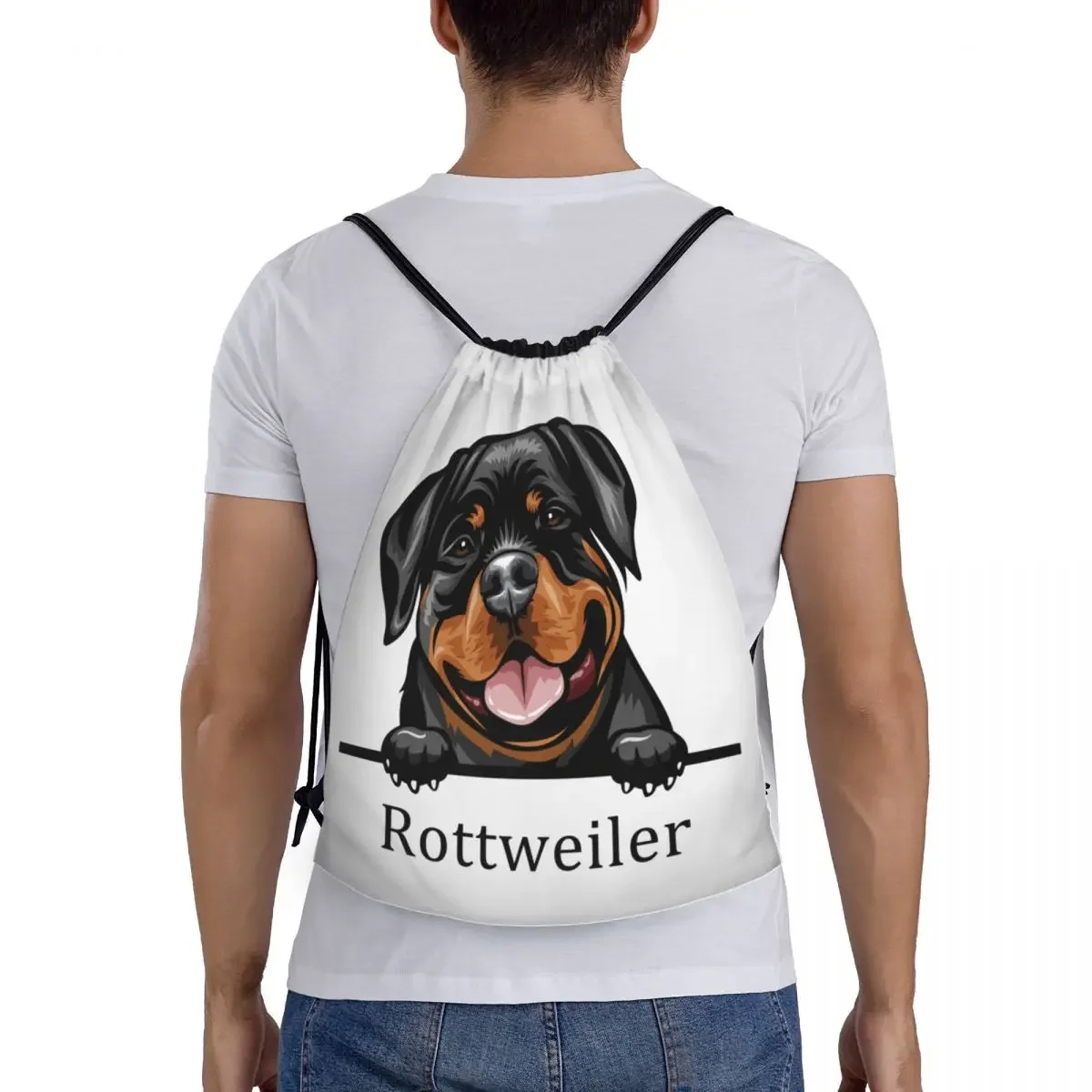 Sac à dos Rottweiler personnalisé pour hommes et femmes, sac à dos de yoga, sac de sport pour animaux de compagnie, sac à dos de gym, proximité du chien Wstring, entraînement