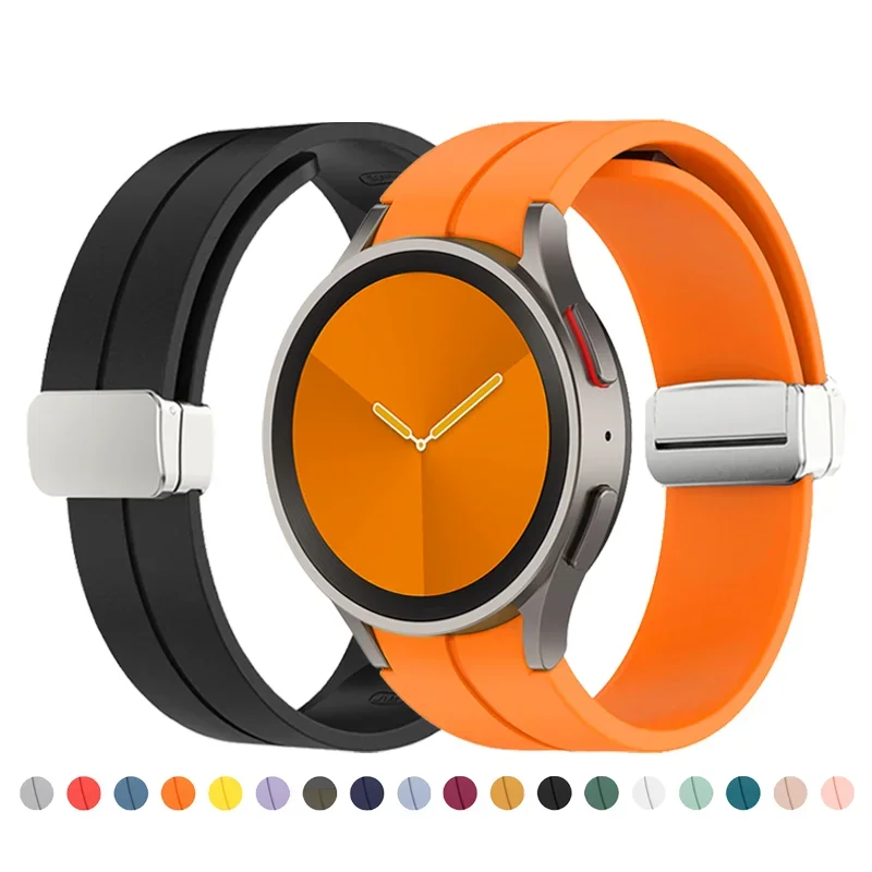 Original Silicone Strap For Samsung Galaxy Watch 5Pro 45mm 4 Classic 42 46mm Band Magnetic Buckle For Galaxy Watch 4 5 40mm 44mm