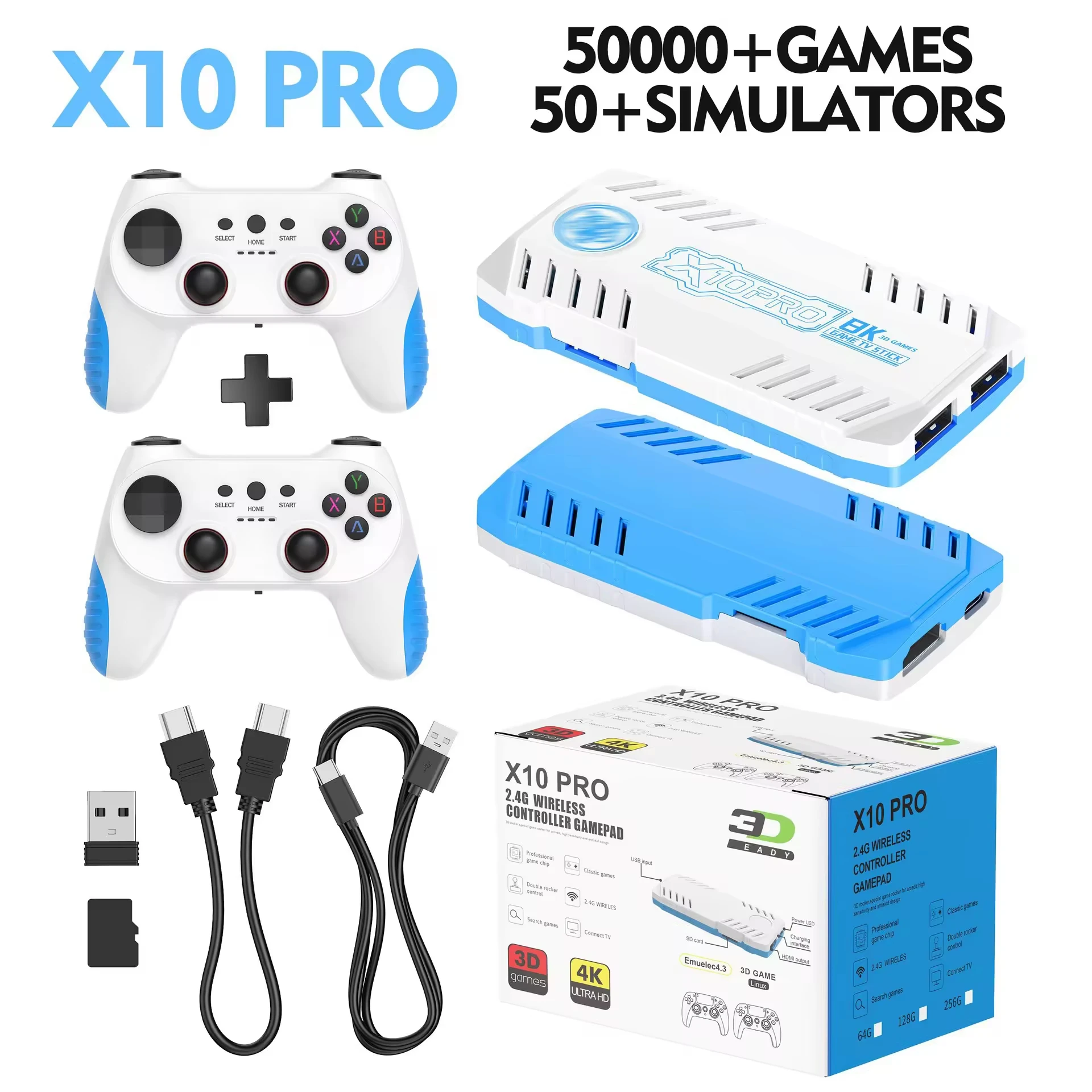 

X10 Pro High Definition 3D Gaming Box 128GB Home TV Game Console with Wireless Gaming Controller