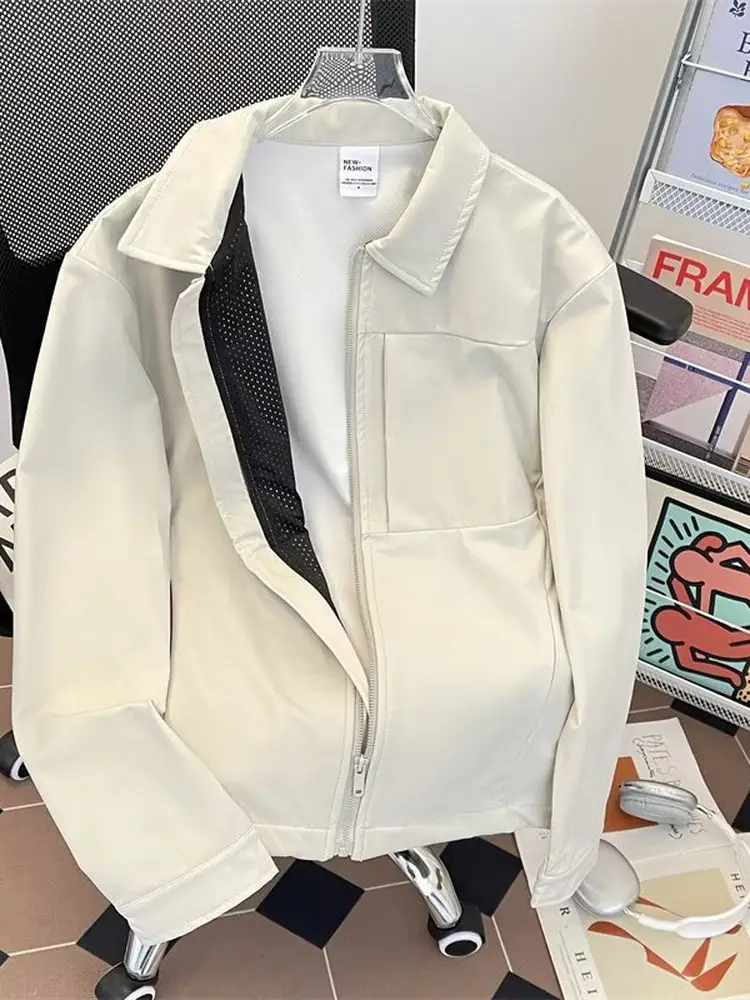 

Loose Fit Pilot Jaet Men's Casual Sle American Design Spring Autumn Wearable Polyester Fabric Long Sve Zipper Closure