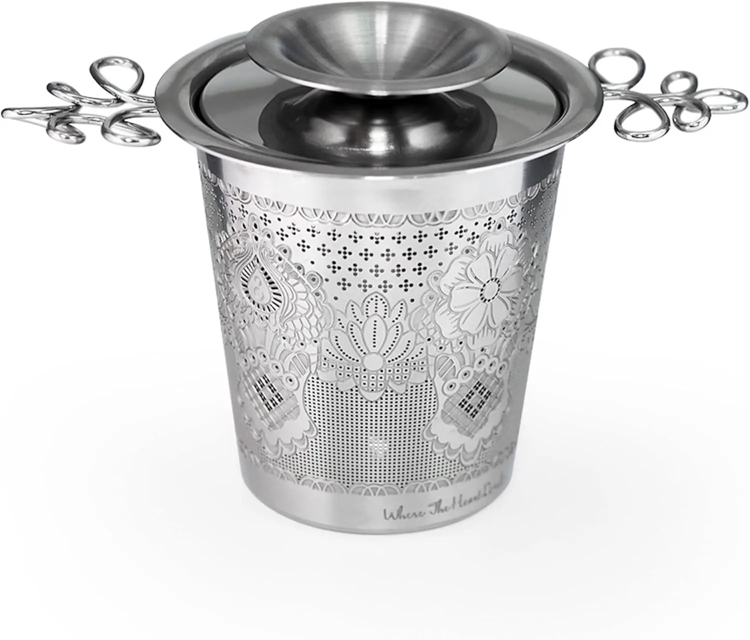 

Luxury Tea Strainer Set - Stainless Steel Infuser with Diamond Patterns, Crystal Accent Chain, Fine Mesh Filter & Ergono