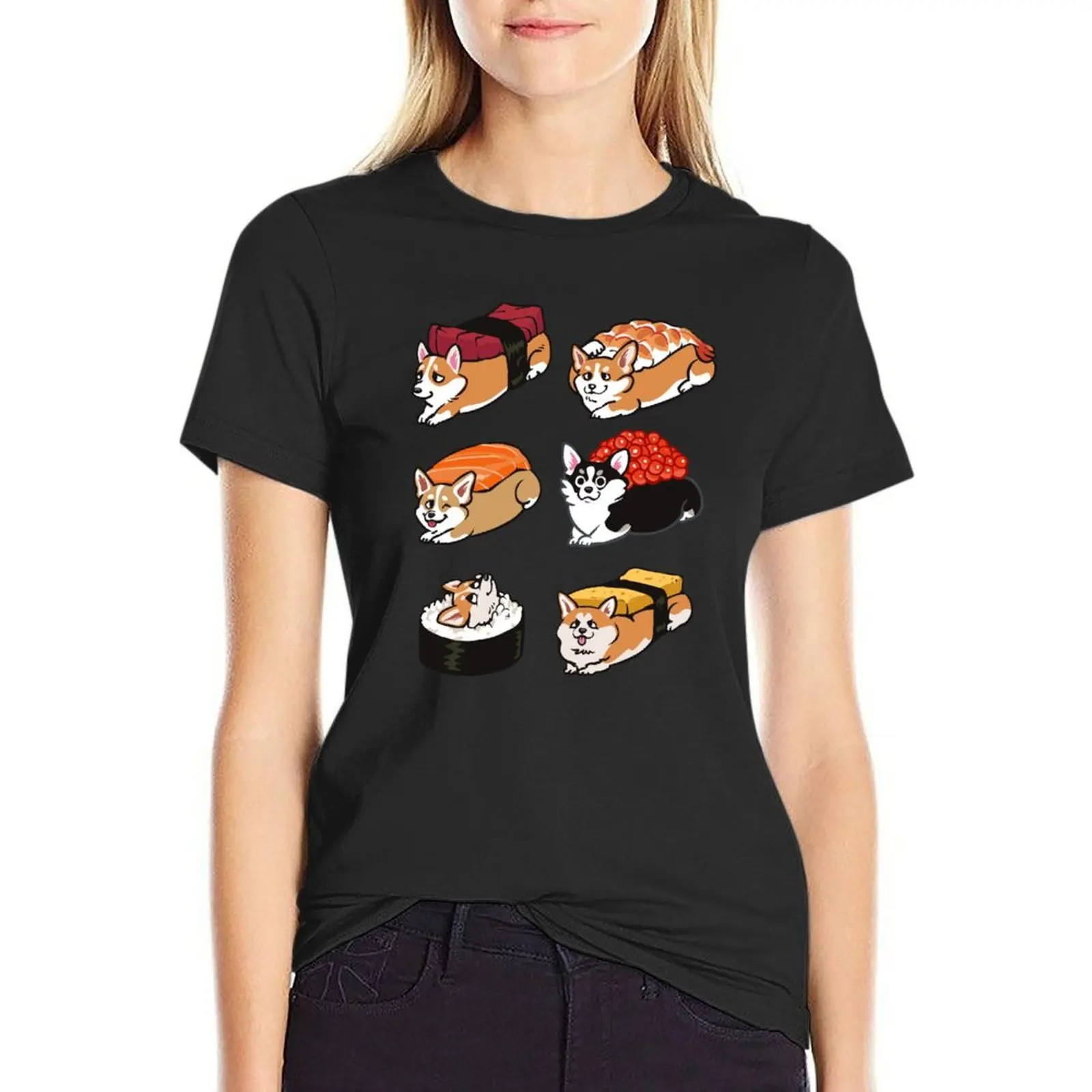 Sushi Corgi T-Shirt Aesthetic clothing funny Female clothing kawaii clothes t-shirt dress for Women plus size sexy