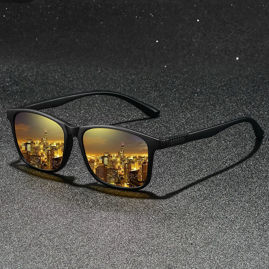 Fashion Vintage Unisex Square Night Vision Glasses Reduce Visual Fatigue Lenses Anti-Glare Anti-Reflective Eyewear