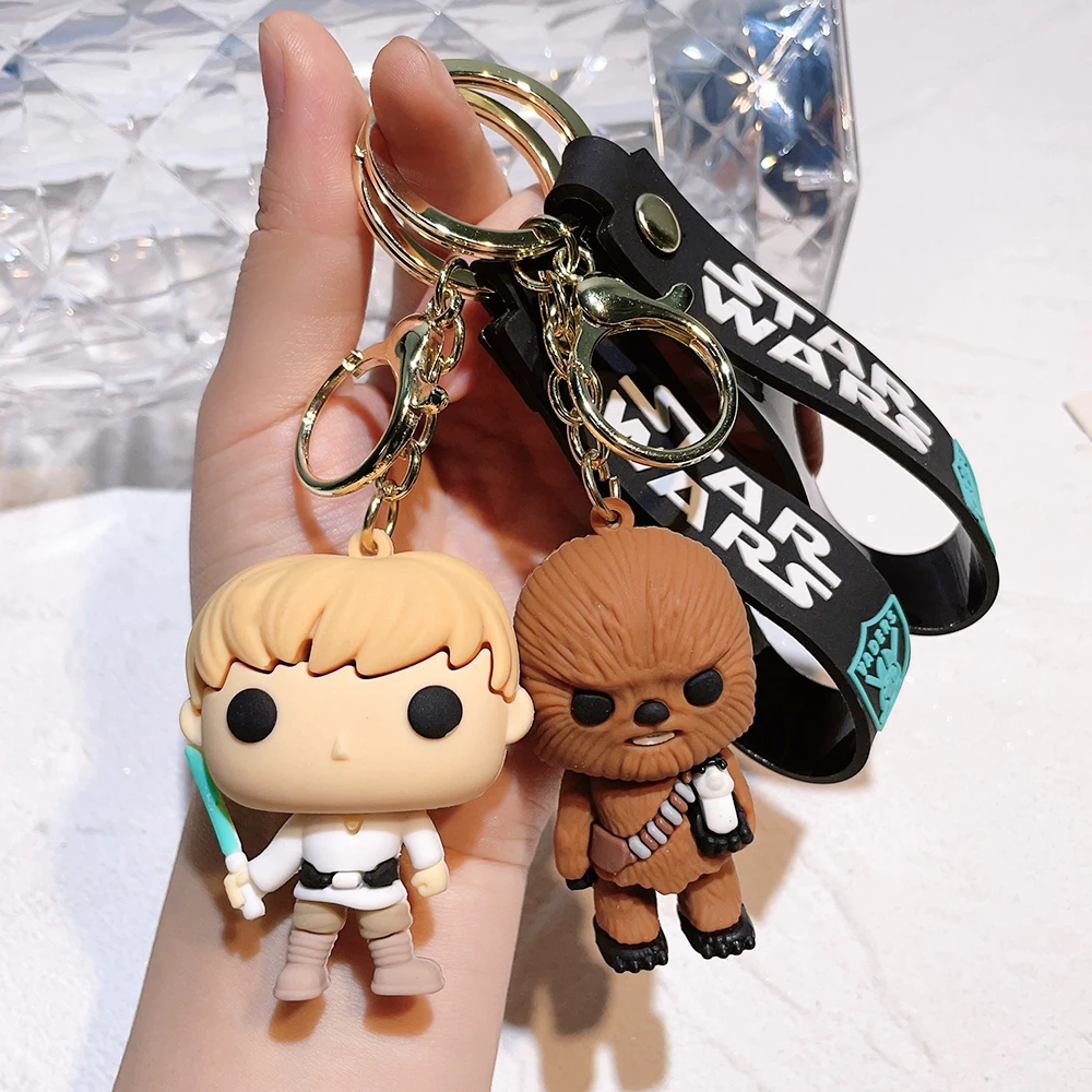 Disney Movie Star Wars Keychain Darth VaderImperial Stormtrooper Yoda Baby Doll Keyrings KeyHolder for Boys Gifts