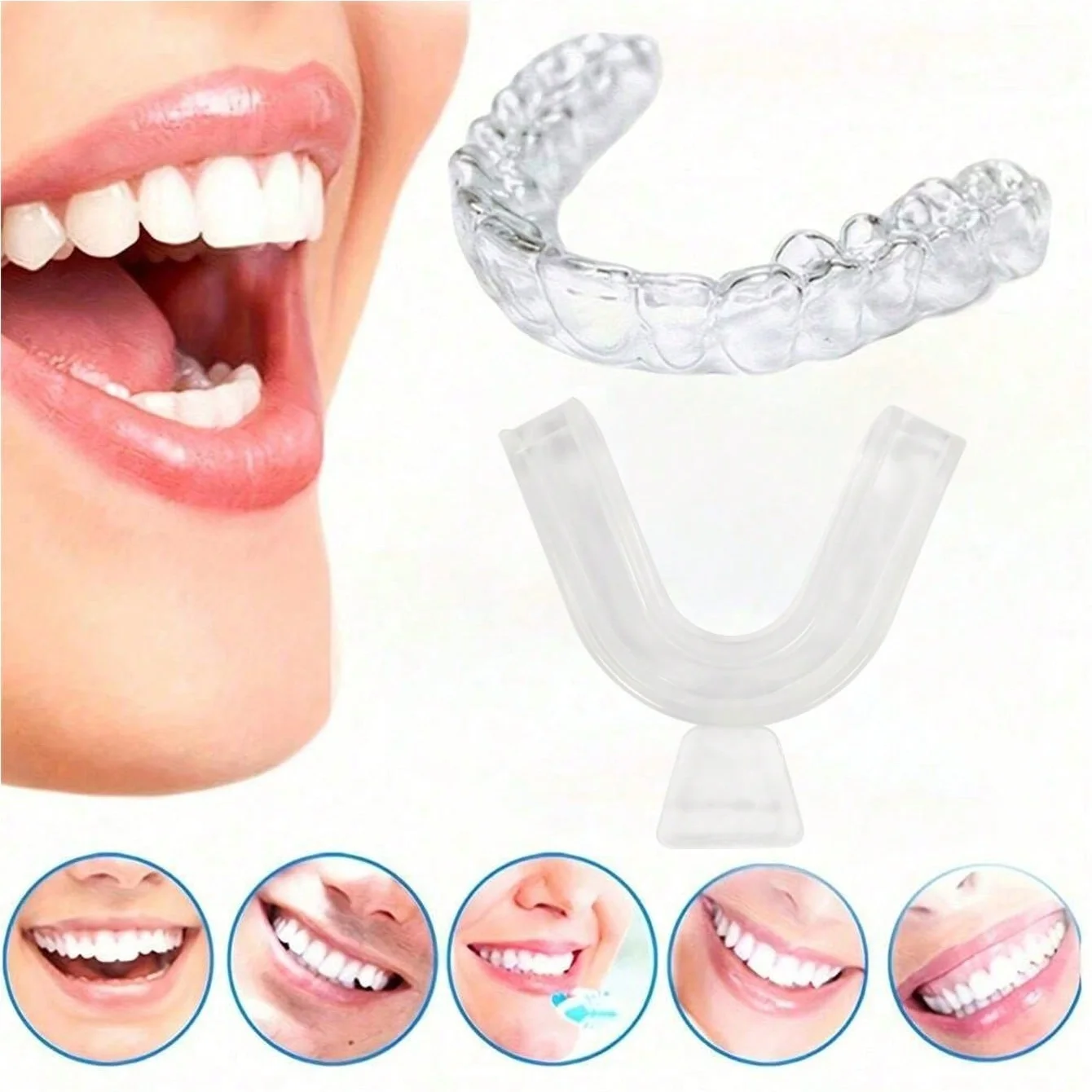 4pcs Dental Guards Silicone Teeth Whitening Protector Reusable Clear Oral Bite Guards Snore Relief for Comfortable Sleeping ﻿