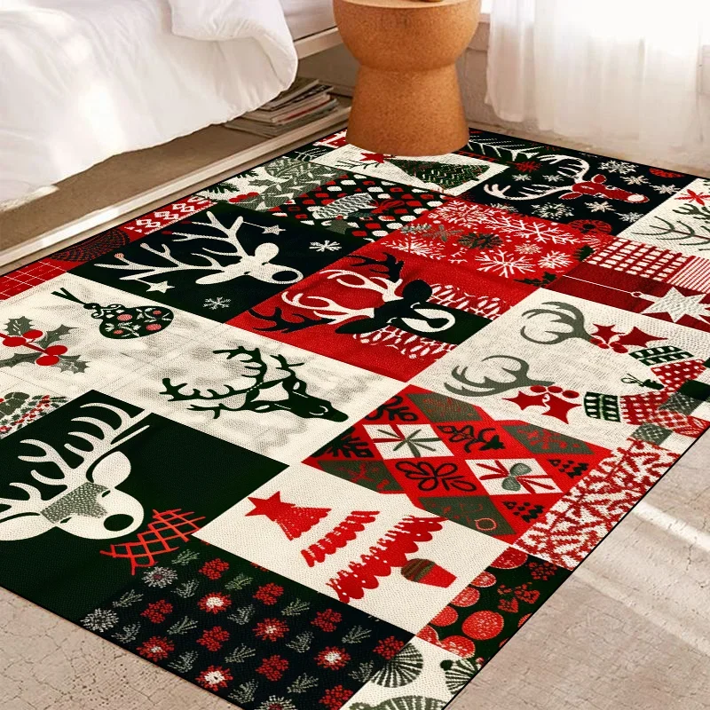 Christmas Party Poinsettia Carpet for Living Room Home Decor Sofa Table Large Area Rugs Hallway Balcony Mat Non-slip Doormat