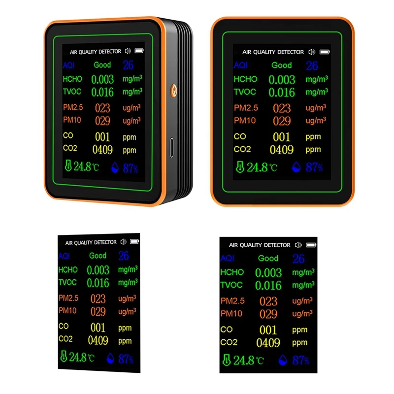 10 In 1 Monitor della qualità dell'aria AQI HCHO TVOC PM2.5 PM10 CO CO2 Tester di temperatura e umidità rilevatore di anidride carbonica