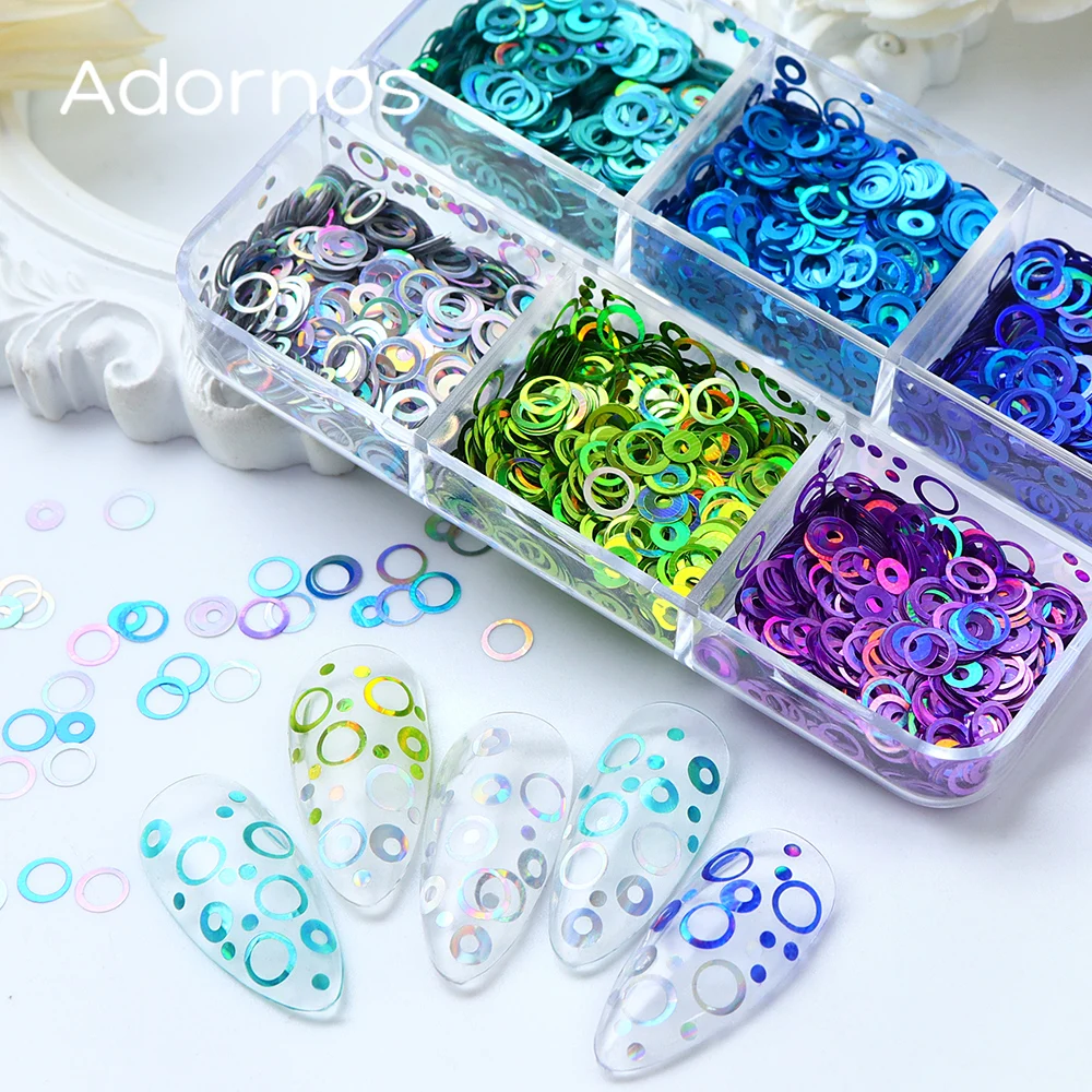 Holographic Glitter Circle Sequins For Nails Art Decoration Bubble Manicure Accessories Summer Blue Ocean Style Nails Supplies