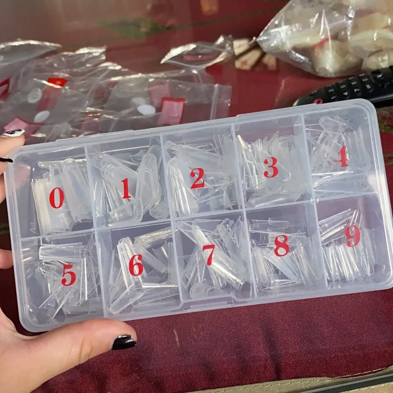 

False Nails Tips Empty Storage Box 10Grid Storage Case Empty Nail Capsule Box For 100/500pcs Nail Tips Acrylic Clear Jewelry Box