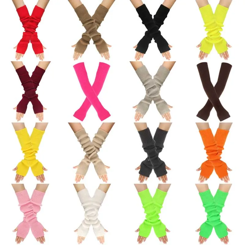 Mittens Women Elbow Arm Warmer Knitted Gloves Winter Fingerless Clothing Accessories Novelty Christmas Fancy MJ718