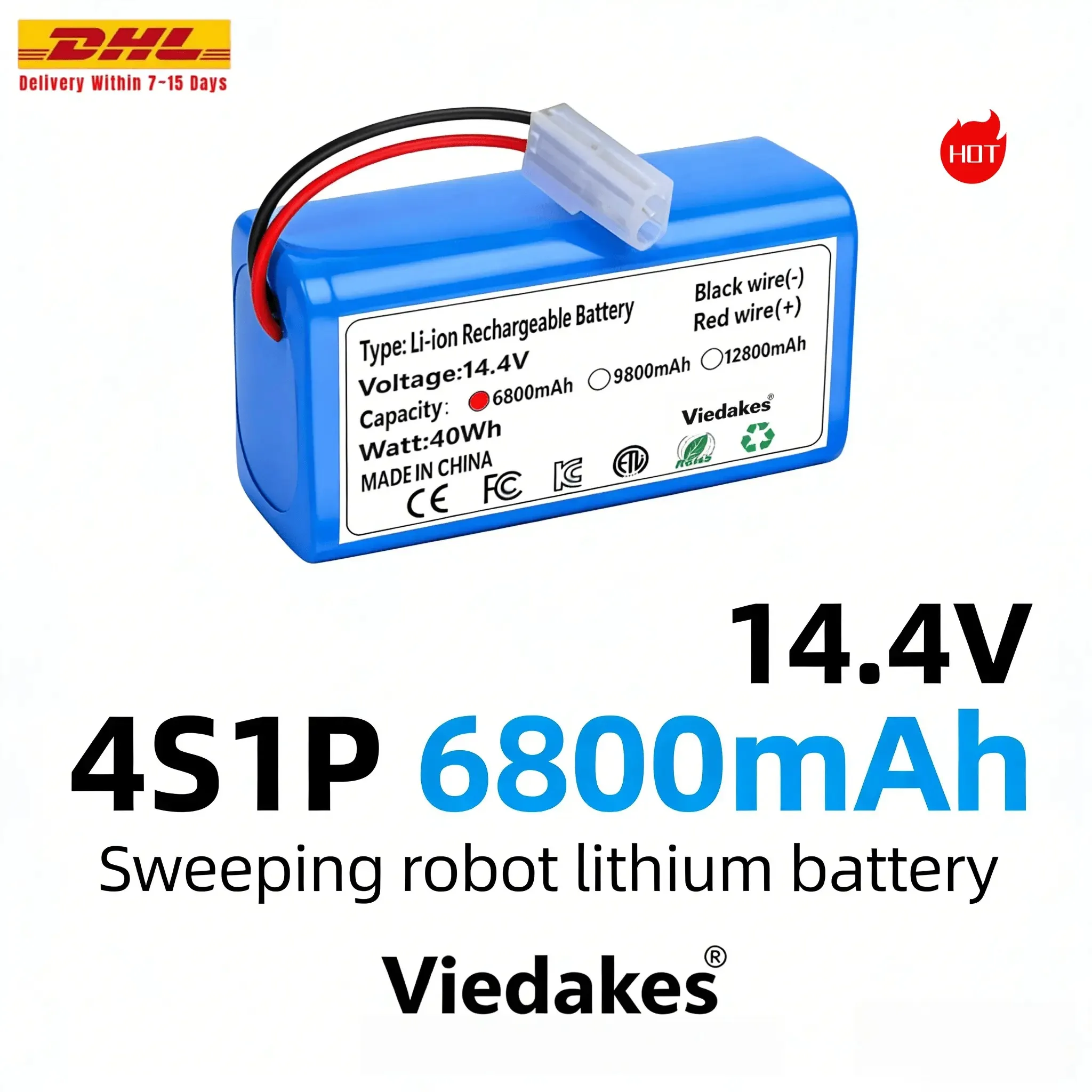 

Original Replacement Battery H18650CH-4S1P For XiaoMi MiJia Mi Robot Vacuum-Mop Essential G1 MJSTG1 SKV4136GL 6800mAh 9800mAh