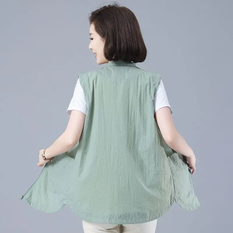 Sun Protection Solid Thin Chic Jackets Summer Vintage Slim lapel Neck Coat Casual Zipper Y2k Aesthetic Cargo Coats