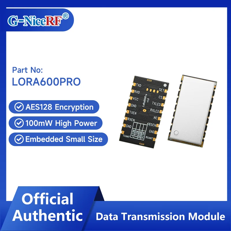 

G-NiceRF | 2 Sets LORA600PRO 100mW LoRa RF Module With Antenna 5Km Long Range AES 128 Encryption Listen Before Talk