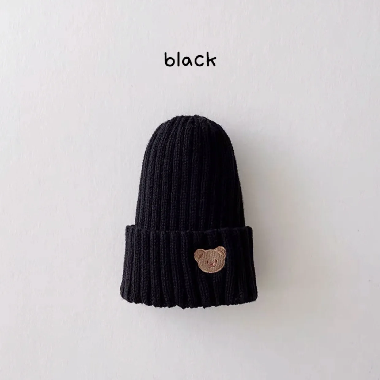 Embroidery Kids Girls Boys Beanies Caps Warm Soft Casual Autumn Winter Solid Color Baby Knitted Hats Cute Bear Hats for Children