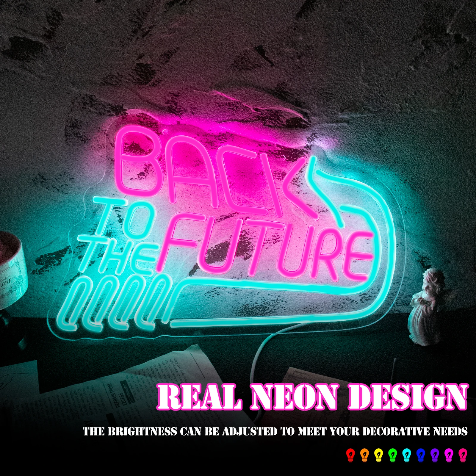 バック・トゥ・ザ・フューチャー-ネオンサイン-調光可能スイッチ-led-装飾-壁-寝室-ビールバー-ネオンライトサイン-ホテル-パーティー-クラブ-オフィス
