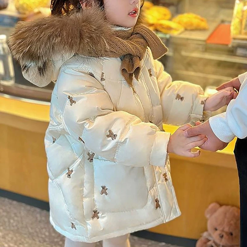 Keep Warm Winter Jacket For Girls Coat Fashion Hooded Children Outerwear Clothing 2-12 Years Teenage Kids Parka