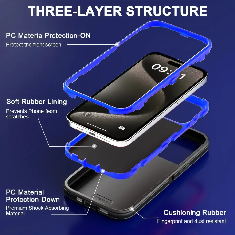Custodie per telefoni Defender Shockproof Ott Armor Box per IPhone 16 15 14 13 12 Mini Plus 11 Pro Max 16E Hard PC + TPU Stand Cover posteriore