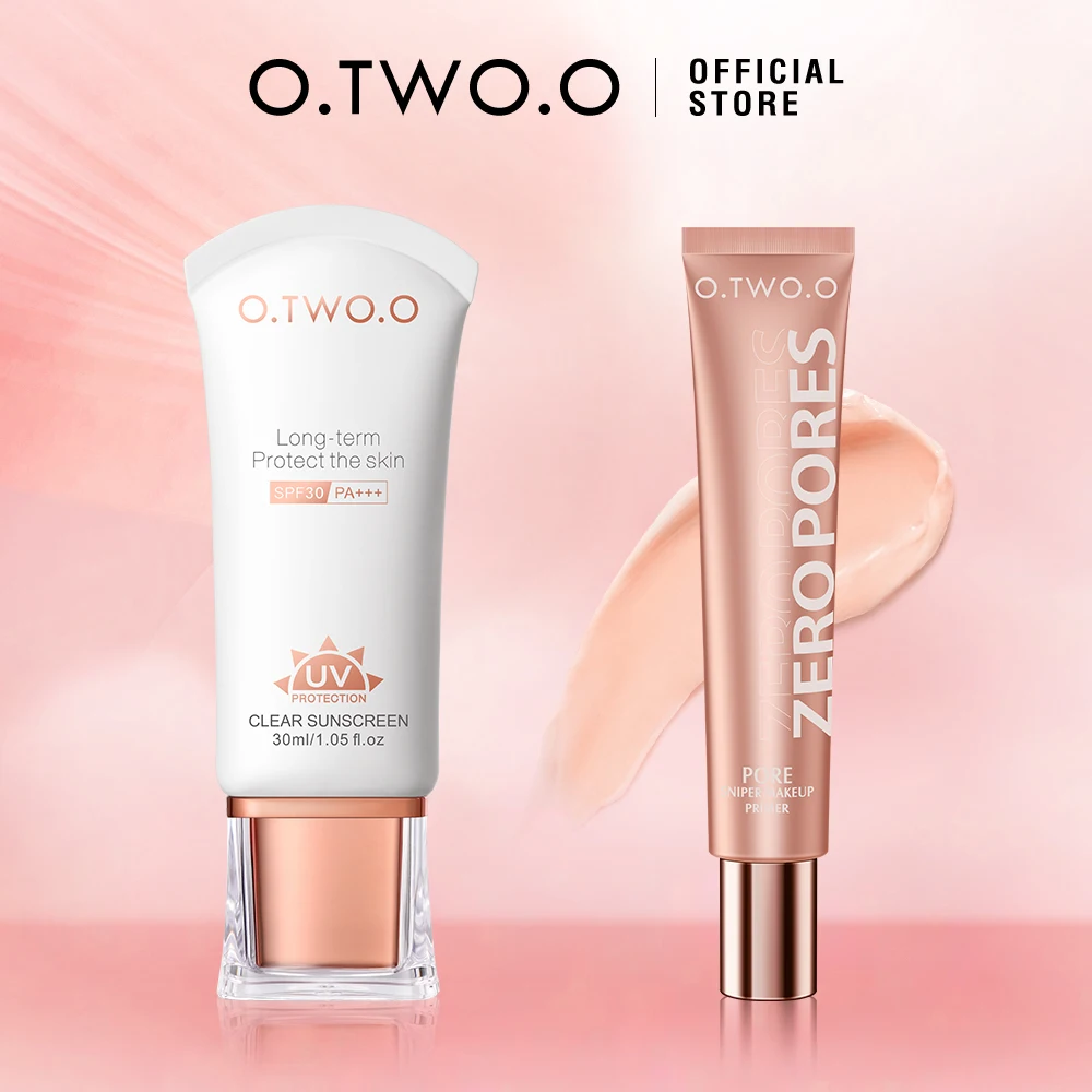 O.TWO.O Face Primer Makeup Base Sunscreen Cream SPF30+ Whitening Invisible Pore Smooths Brighten Moisture Primer for Face