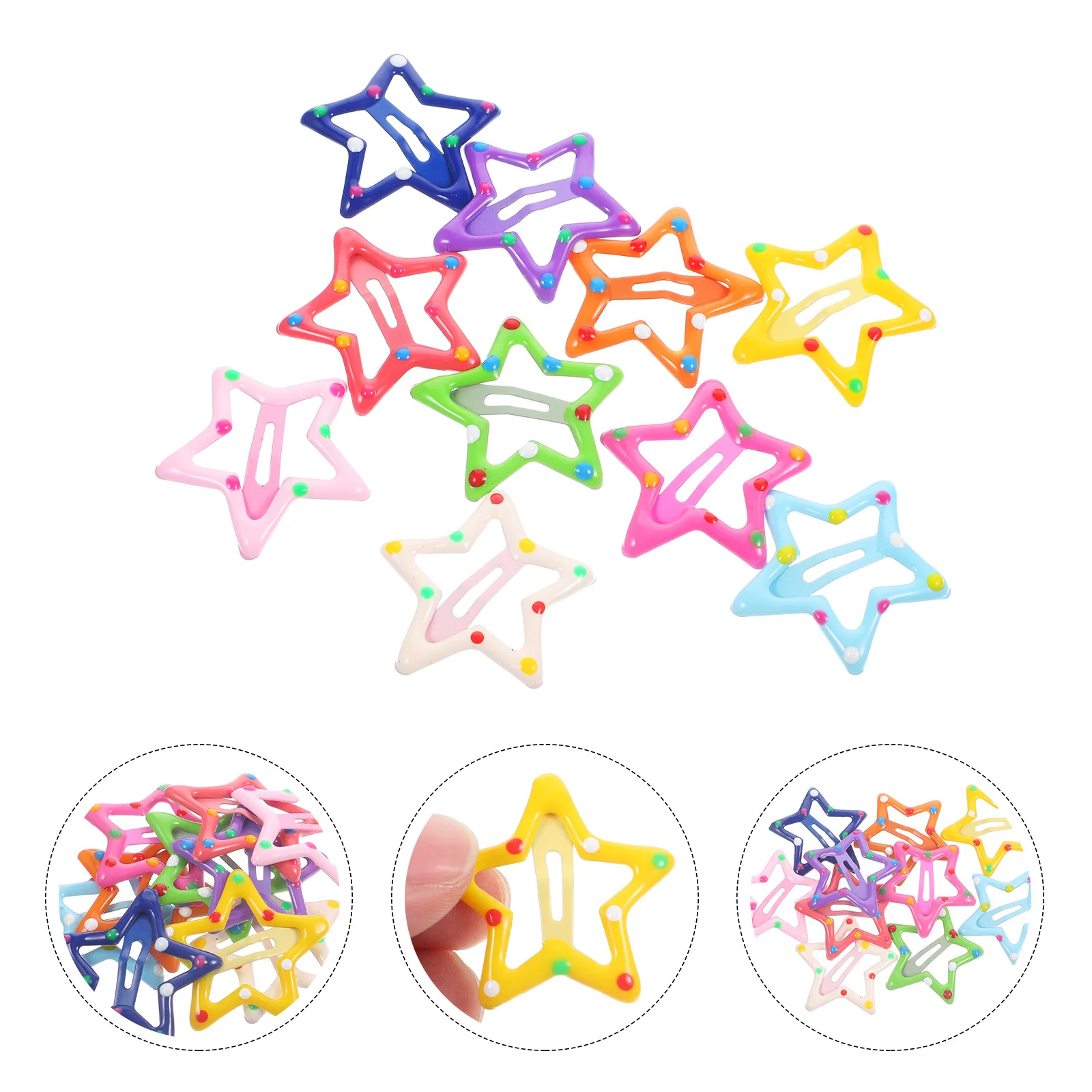 

Bb Clips 10 Pcs/pack (mixed Color (five-pointed Star Dot)) Toddler Hair Small Barrettes for Girls Baby Toppers