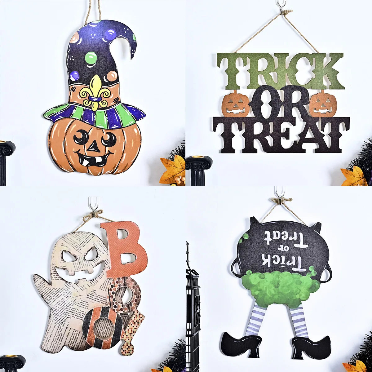 

Cross-border New Products Halloween Door Hanging Ornaments Wooden Signs Hanging Ornaments Ghost Festival