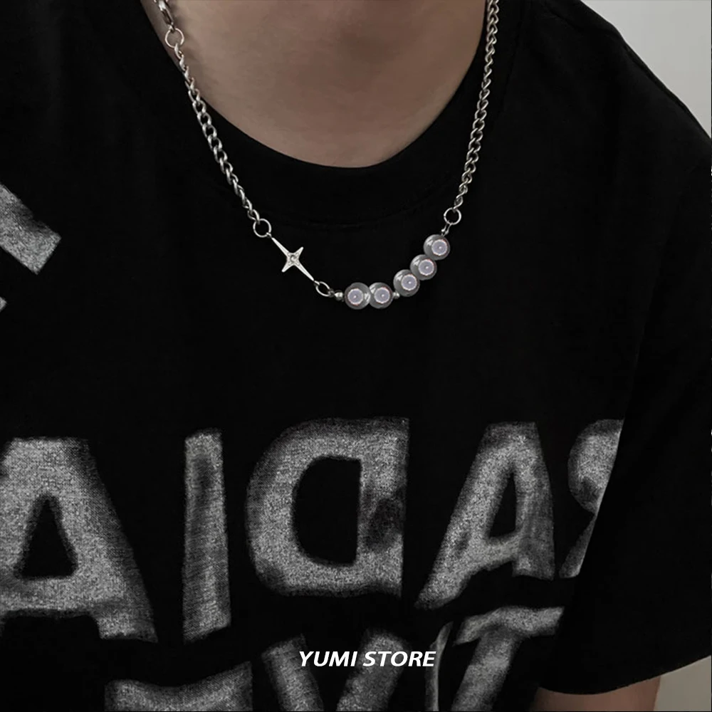 Titanium Steel Luminous Pearl Necklace For Men Woman Trendy Hip Hop Kpop Design Luxury Unisex Clavicle Choker Jewelry Wholesale