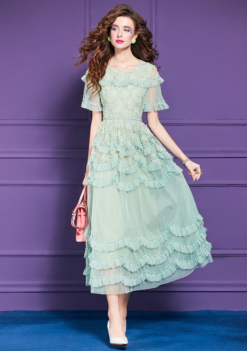 Zjyt feminino luxo plissado em camadas longo maxi malha vestido elegante pérolas verdes vestido de festa à noite para ocasiões especiais verão 2025