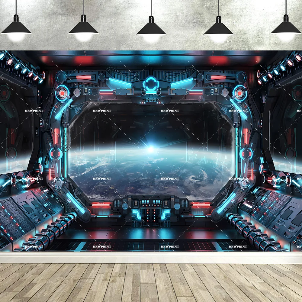 خلفيات سفينة الفضاء الداخلية من Dewprint - مناسبة لحفلات أعياد الميلاد ذات طابع الخيال العلمي للأولاد ودعائم استوديو التصوير الفوتوغرافي