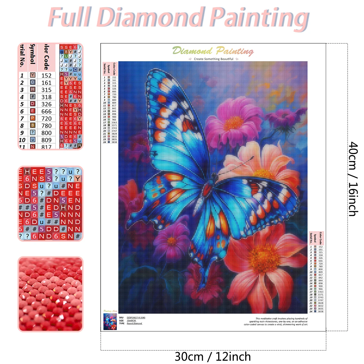 RUOPOTY Butterfly Diamond Painting Animal Rhinestones Full Diamond Mosaic Home Decor Handicrafts