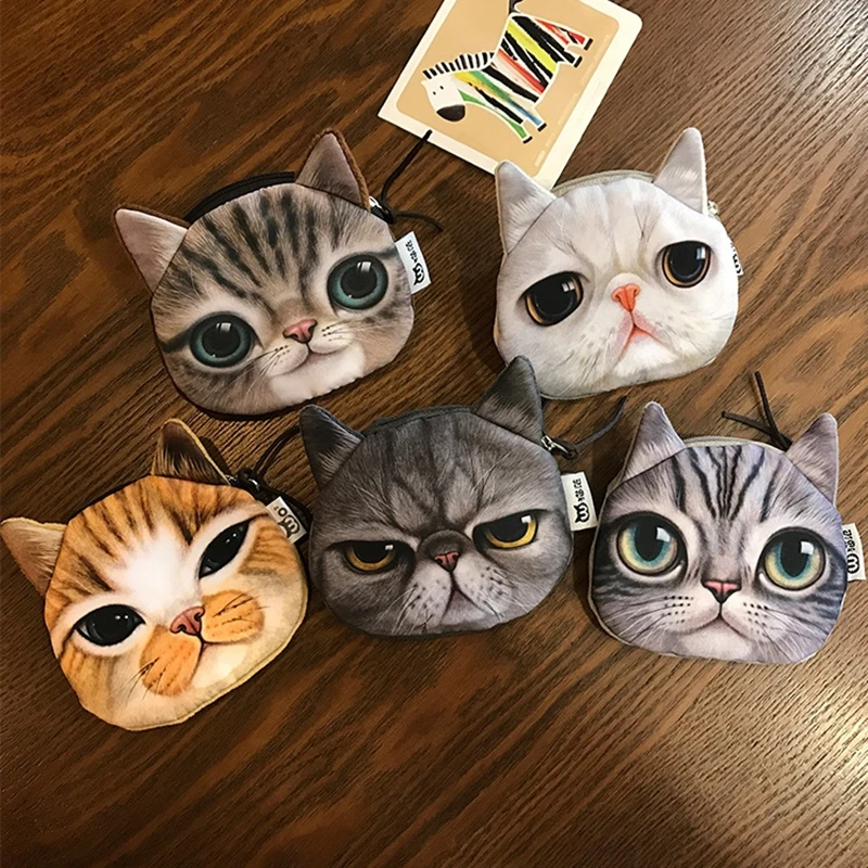 

Cute Cartoon Cat Plush Coin Purse Animal Cat Coin Bag Sweet Purse Snack Funny Storage Bags