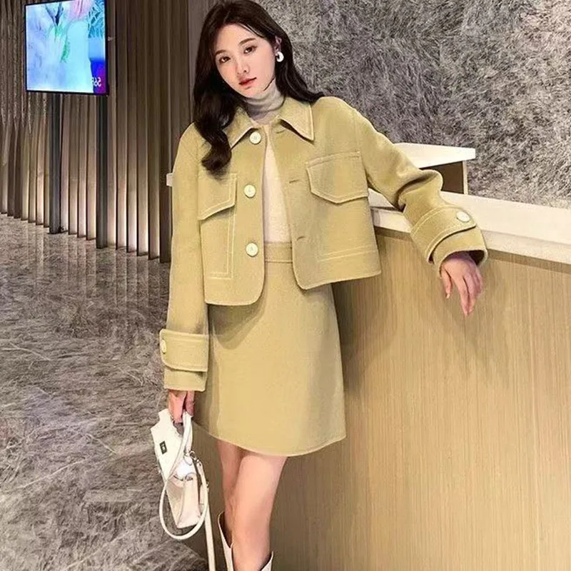 韓国の女性用ツーピースセット,マキシスカート,ロングスカート,デザインセンス,ファッション,春,秋,4XL