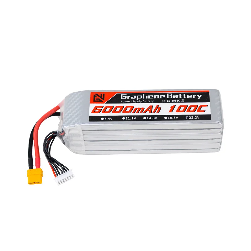 Lipo batterie 22,2 V 6000mAh c hohe Entladung große Kapazität 6s für 7 Zoll 8 Zoll 9 Zoll fpv Renn drohne Quadcopter lang