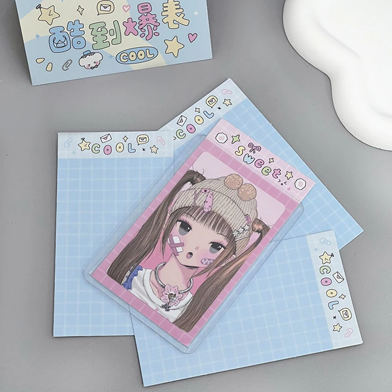 10pcs Sweet Pink Plaid Toploader Fillers Photocard Packaging Materials Background Inserts Card