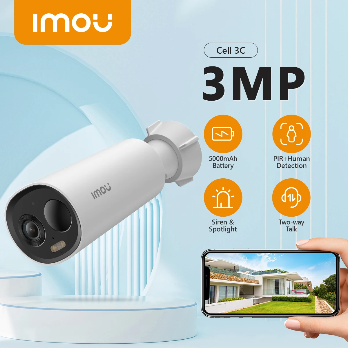 

IMOU Cell 3C 3MP Wifi Survalance Camera Security Protection Outdoor IP Camera Smart Home Night Vision Video Battery Camera IP66