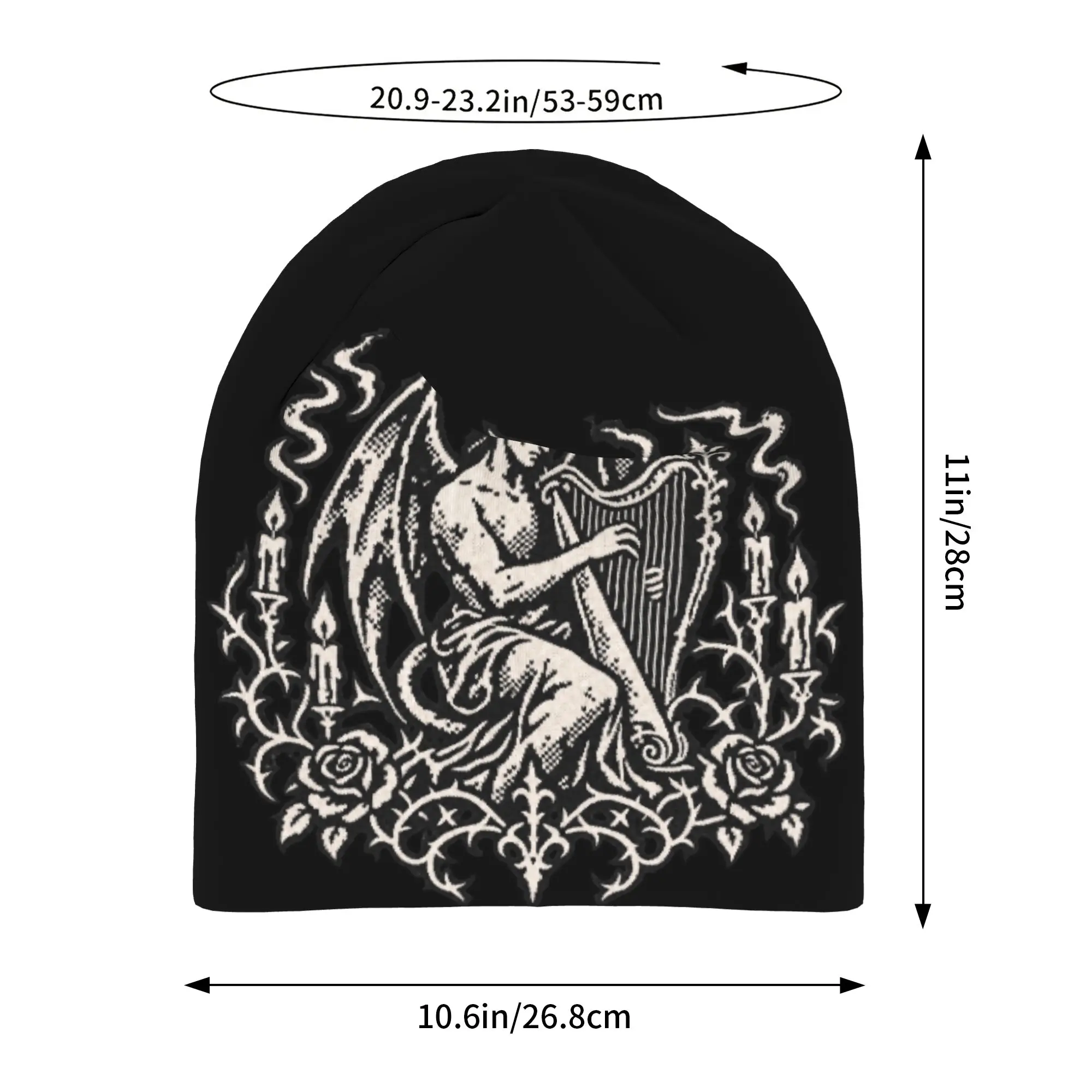 Demon Playing Harp Print Hat Winter Caps Men Women  Skullies Beanies Ski Caps Soft Bonnet Hats