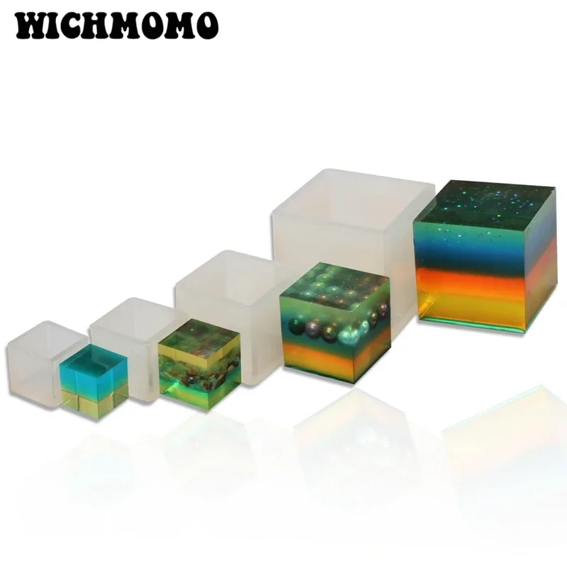 New Fashion 1PCS 20-50mm Square DIY Transparent UV Resin Liquid Silicone Ornaments Molds for DIY Making Finding Accessories