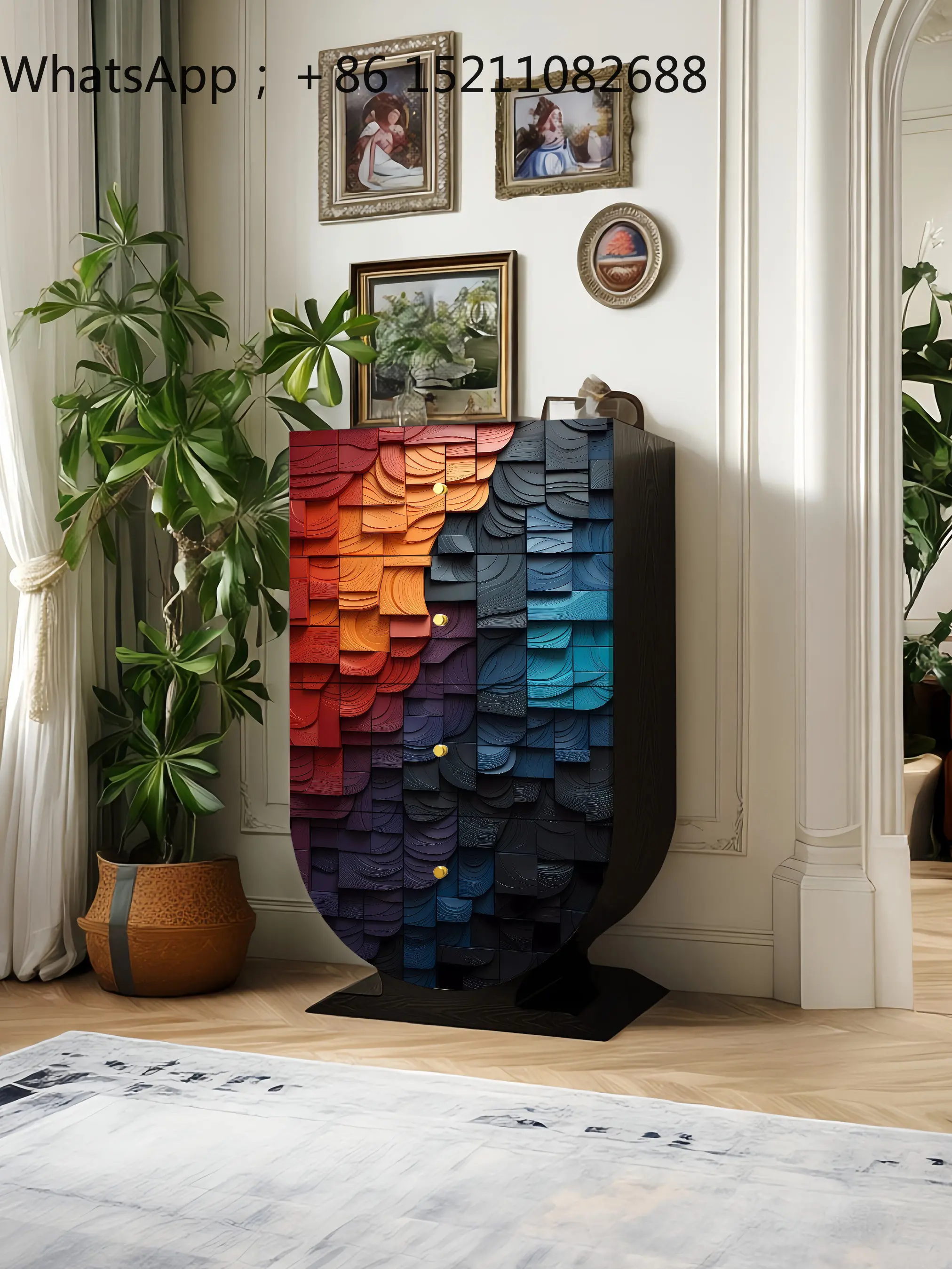 SCY modern simple solid wood four-chest cabinet living room sofa side cabinet bedroom drawer cabinet
