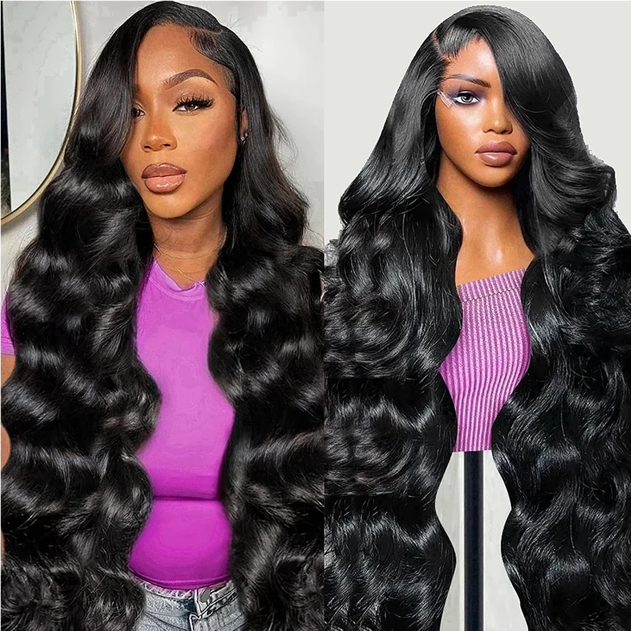 180 Density 30 inch natural body wave lace front human hair wigs 13x4 brazilian Natural black hair wig pre plucked for women