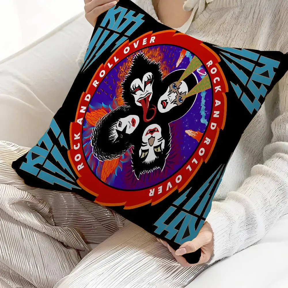 K_Kiss Band Cushion Cover Pillow Cover Decor Pillowcase Printed Cushion Case for Couch