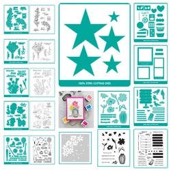 Blooming Mood Greetings Frames Metal Cutting Dies Stamps Stencils for DIY Scrapbooking Decoration Paper Craft Embossing Template