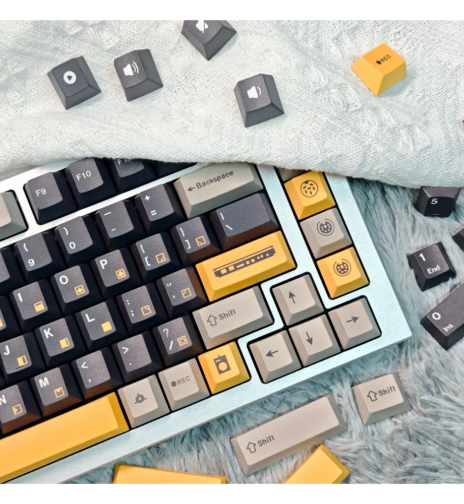 Keycap classic replica yellow gray black color scheme simple boys mechanical keyboard cap pbt hot sublimation