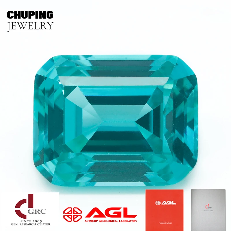 ChuPing Lab Paraiba Emerald Shape Flame Melted Cultivate Paraiba With Selectable AGL Certificate Loose Synthetic Paraiba Store