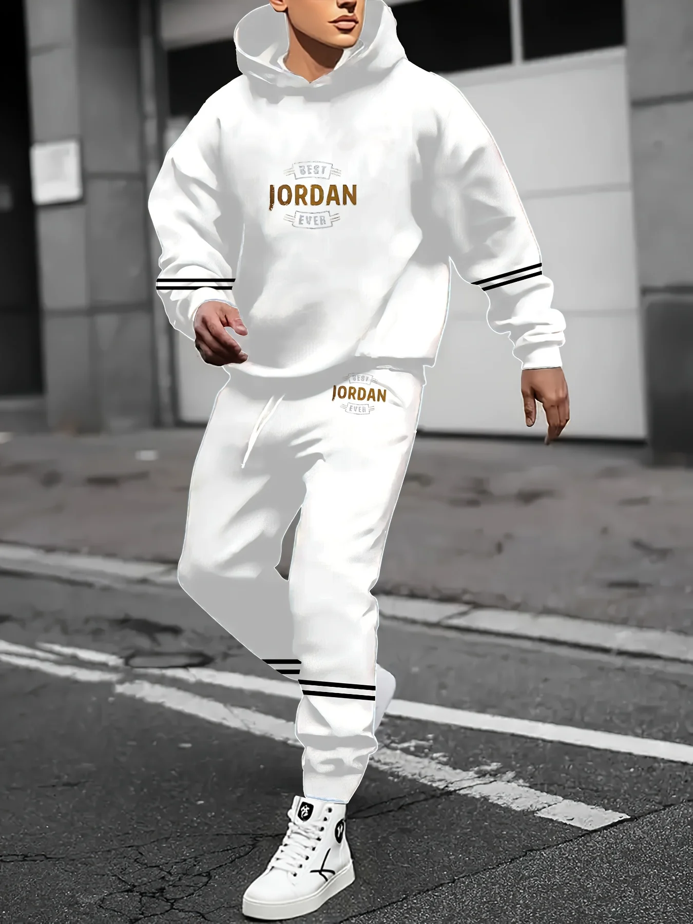 مجموعة هوديي للرجال للخريف والشتاء، مجموعة هوديي رياضية ترفيهية ثلاثية الأبعاد مطبوعة بحروف سريعة الجفاف وجيدة التهوية لارتداء مريح