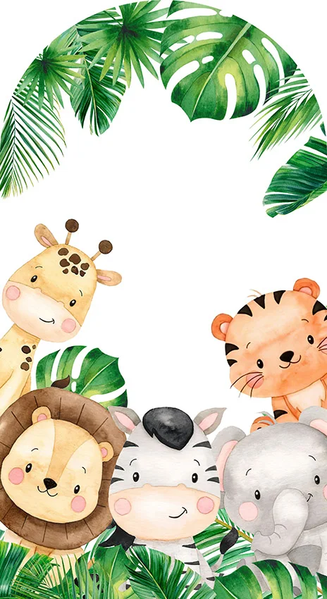 Mehofond Custom 2-Sided Safari Jungle Wild One Animal Boy Birthday Party Baby Shower Cover Chiara Arch Background Decor Backdrop