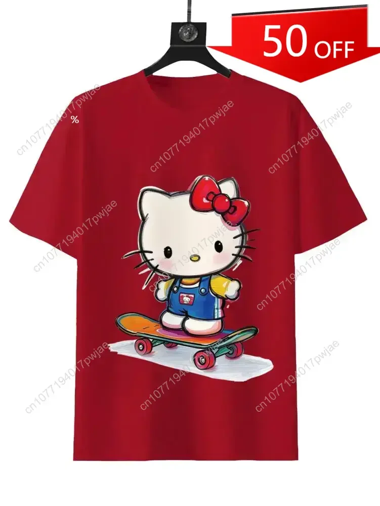 

Sanrio Skateboard Hello Kitty Graffiti Tee Red T-Shirt with Cartoon Character Design for Fans of Sanrio Characters