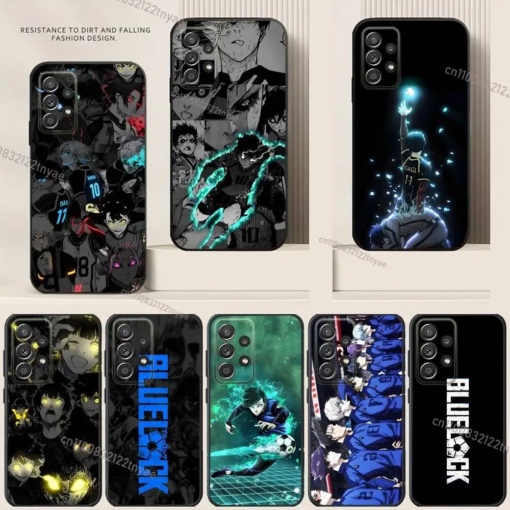 Funda de teléfono A-Anime Blue Lock para Samsung S24,21,22,23,30,Ultra,20,Plus,Note,10,9, funda de silicona suave negra