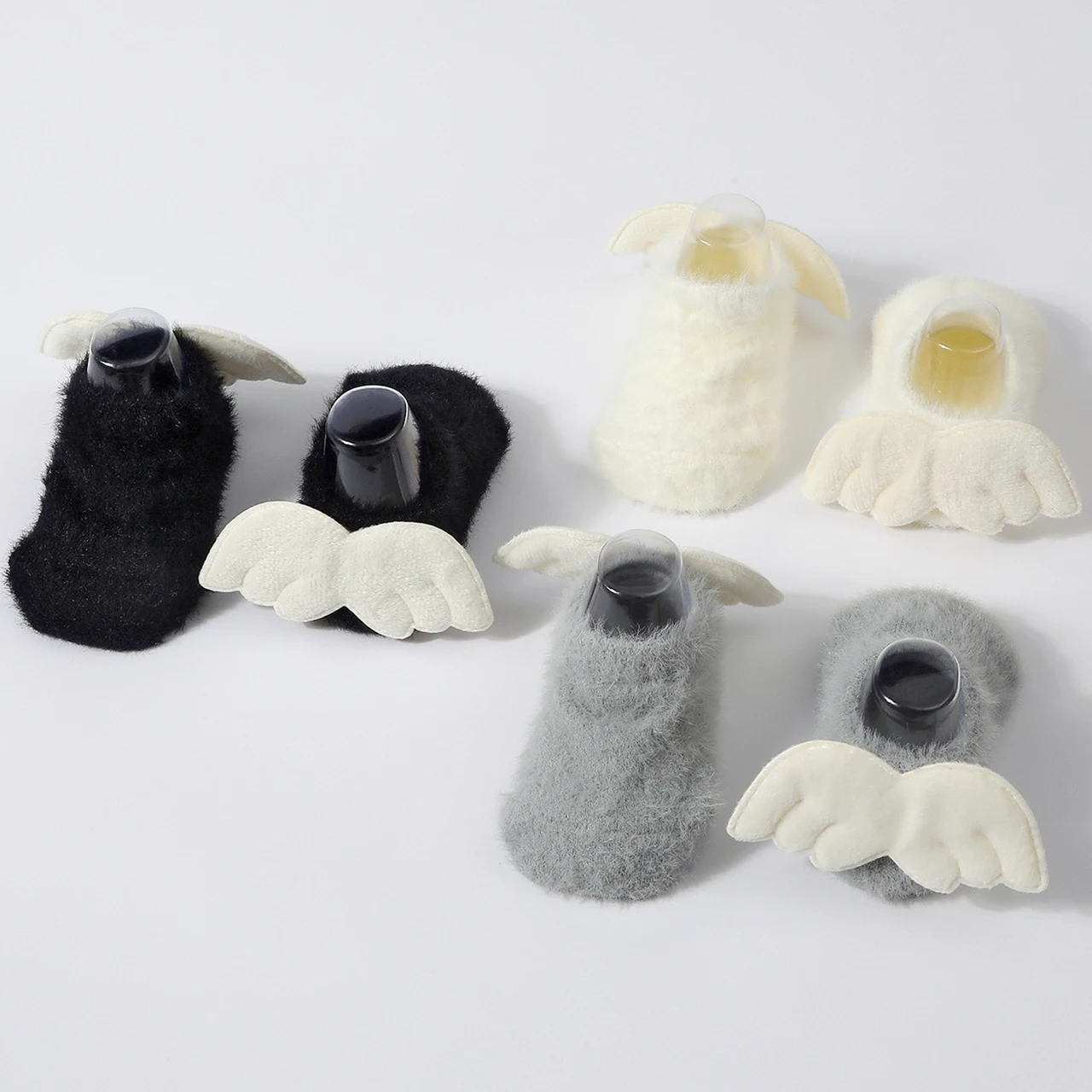 

0-1Year Newborn Plush Sock Winter Anti-Slip Floor Socks Anti-Cold Warm Terry Ankle Sock Kids Thermal Footwear Angel Wings Socks